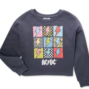 Grayson Social Girls ACDC Graphic Crewneck Sweatshirt with Long Sleeves